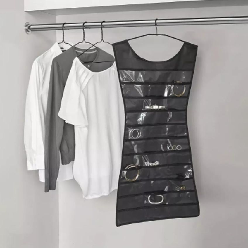 Cabide Organizador Porta Joias Bijuterias 2 Em 1 Saco Pendurável Armário Colares Pulseiras Brincos - imagem 3