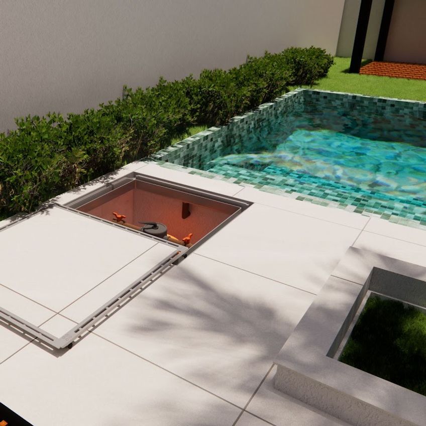 Tampa Casa Máquina Piscina Com Rebaixo Gaveta Preto 85x85cm - imagem 4