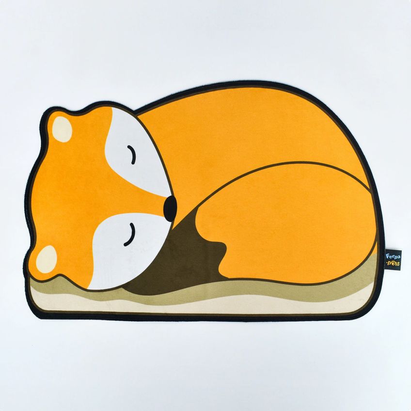 Tapete Comedouro Pet Kazzavip Parte Externa Pelúcia 1,5mm Fundo Em Eva Raposa 58cmx39cm Laranja - imagem 2