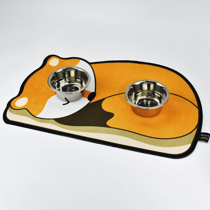 Tapete Comedouro Pet Kazzavip Parte Externa Pelúcia 1,5mm Fundo Em Eva Raposa 58cmx39cm Laranja - imagem 3