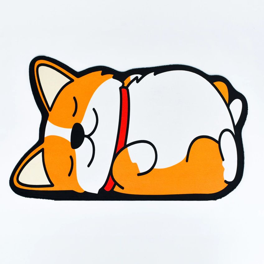 Tapete Comedouro Pet Kazzavip Parte Externa Pelúcia 1,5mm Fundo Em Eva Corgi 58cmx39cm Laranja - imagem 2