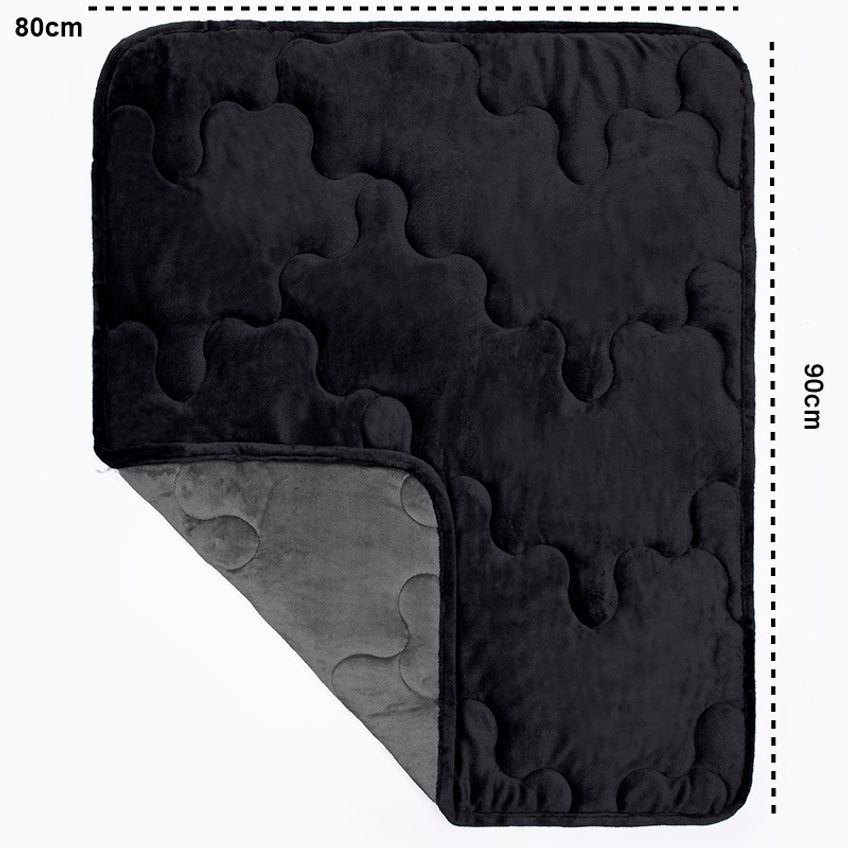 Edredom Plush Para Pet Bouton Microfibra Flannel Dupla Face 80cm X 90cm Preto - imagem 3