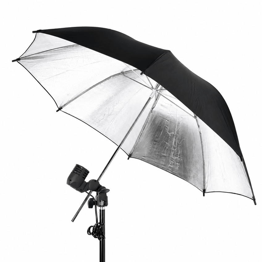Sombrinha Refletora 80cm Guarda-chuva Fotográfico Preto/prata Para Estúdio - imagem 2