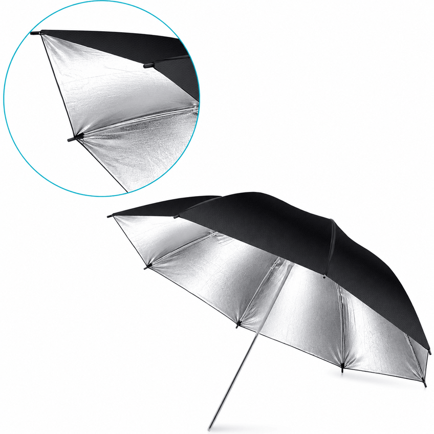 Sombrinha Refletora 80cm Guarda-chuva Fotográfico Preto/prata Para Estúdio - imagem 3