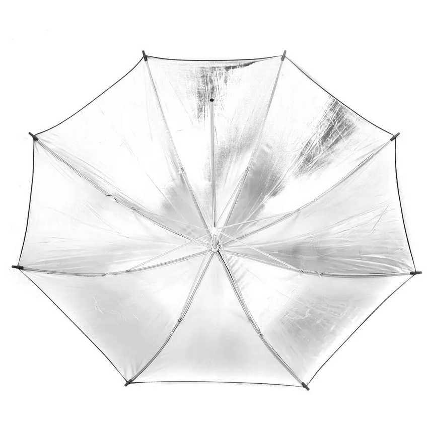 Sombrinha Refletora 80cm Guarda-chuva Fotográfico Preto/prata Para Estúdio - imagem 5