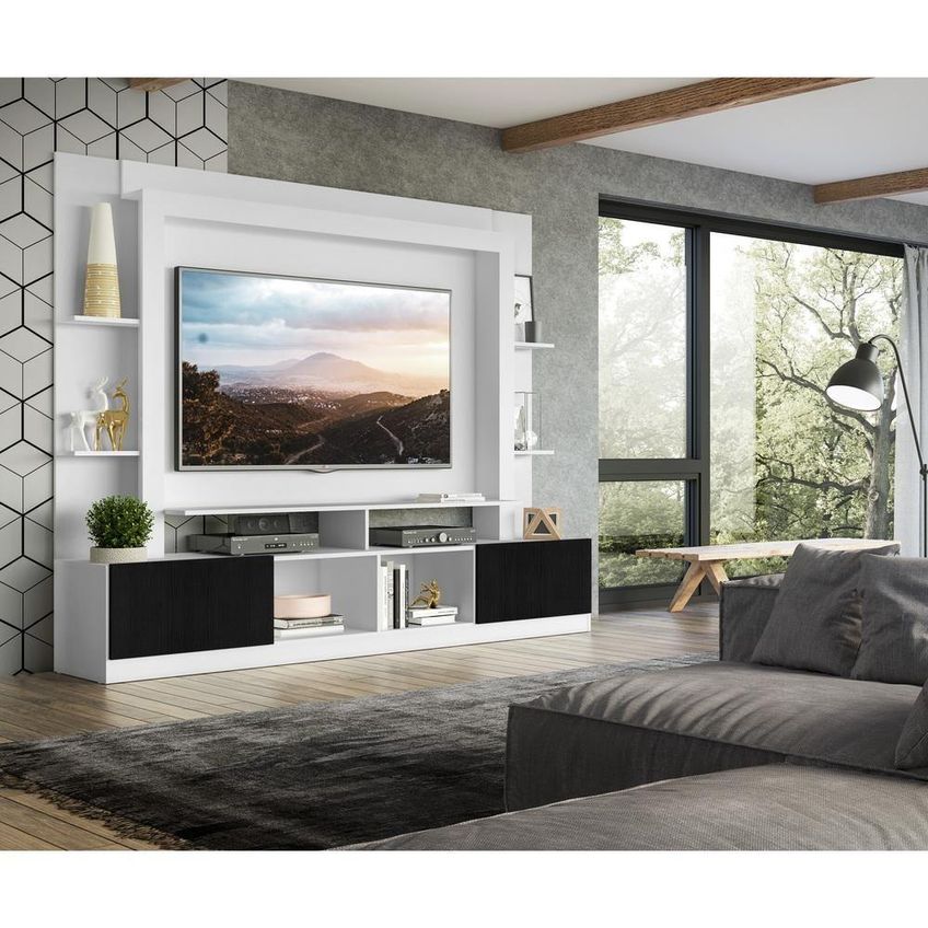 Rack Estante Painel Suporte Tv 65´´ Branco/preto - imagem 4