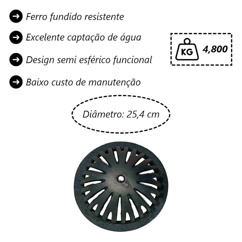 Ralo Semi Esférico Tipo Abacaxi 250mm Diâmetro 10 Polegadas - imagem 3