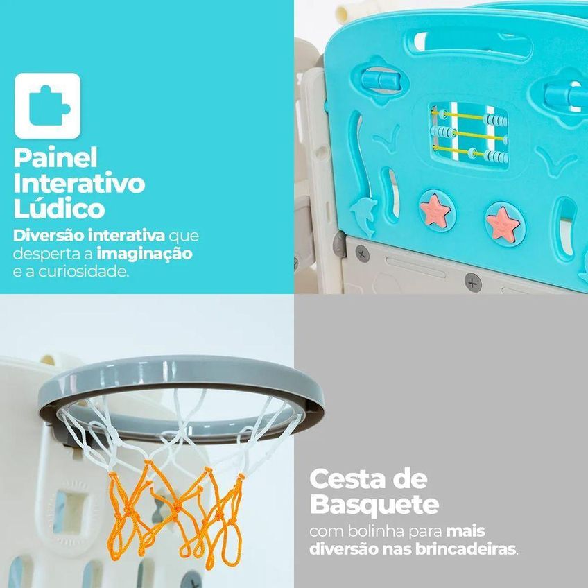 Playground 3 Torres Freso Para Crianças De 1 A 6 Anos Em Plástico Rotomoldado Com Escorregador - imagem 5