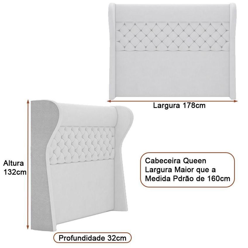 Cabeceira Estofada Bono Queen Com Fixação No Box Estrutura Mdf Revestimento Courino Marrom E Bege - imagem 3