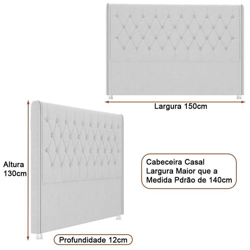 Cabeceira Casal Soft 150cm No Box Mdf-mdp Com Revestimento Em Linho Cinza Sallar Home - imagem 4