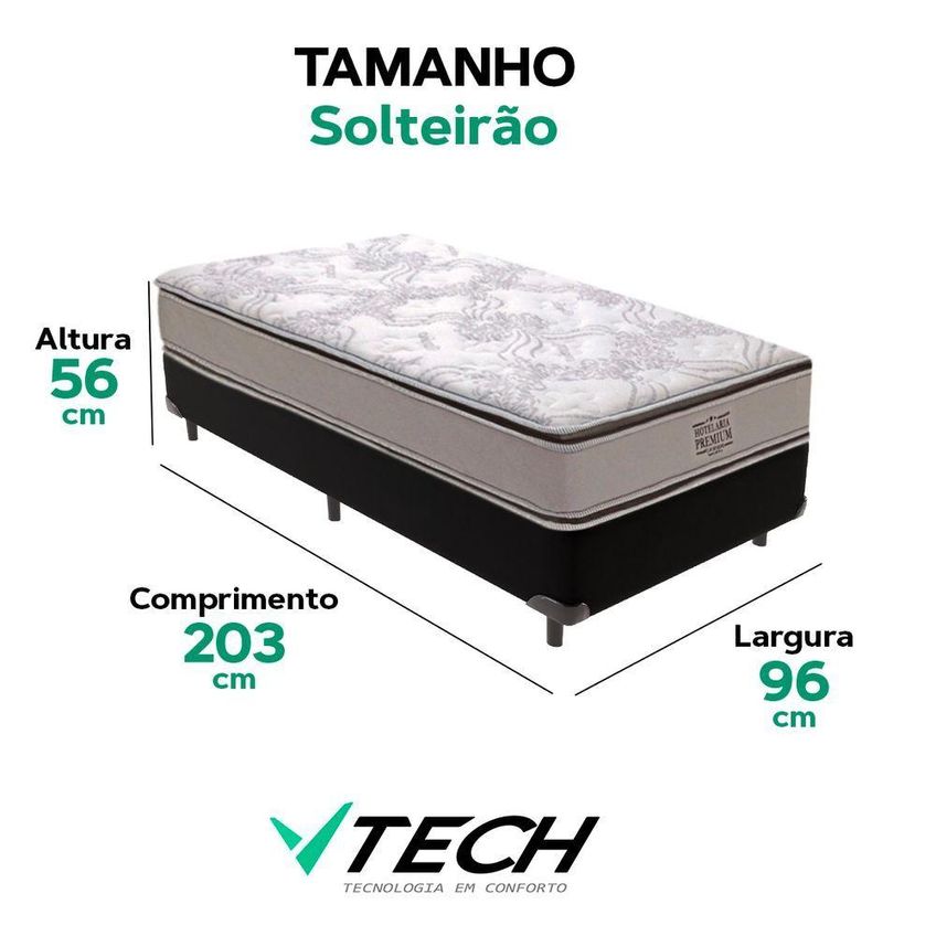 Cama Box Com Colchão Solteirão Four Season Pillow Top Molas Ensacadas Tecido Sintético Vtech - imagem 4
