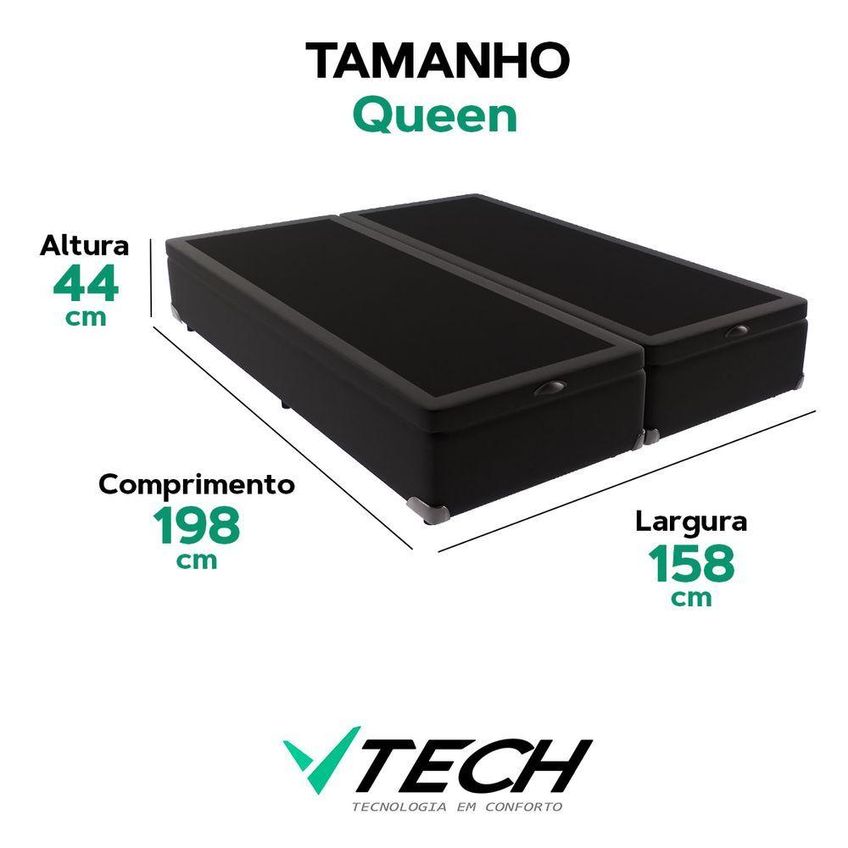 Cama Box Com Baú Queen Bravus Estrutura Em Madeira Abertura Pneumática Preto Vtech - imagem 2