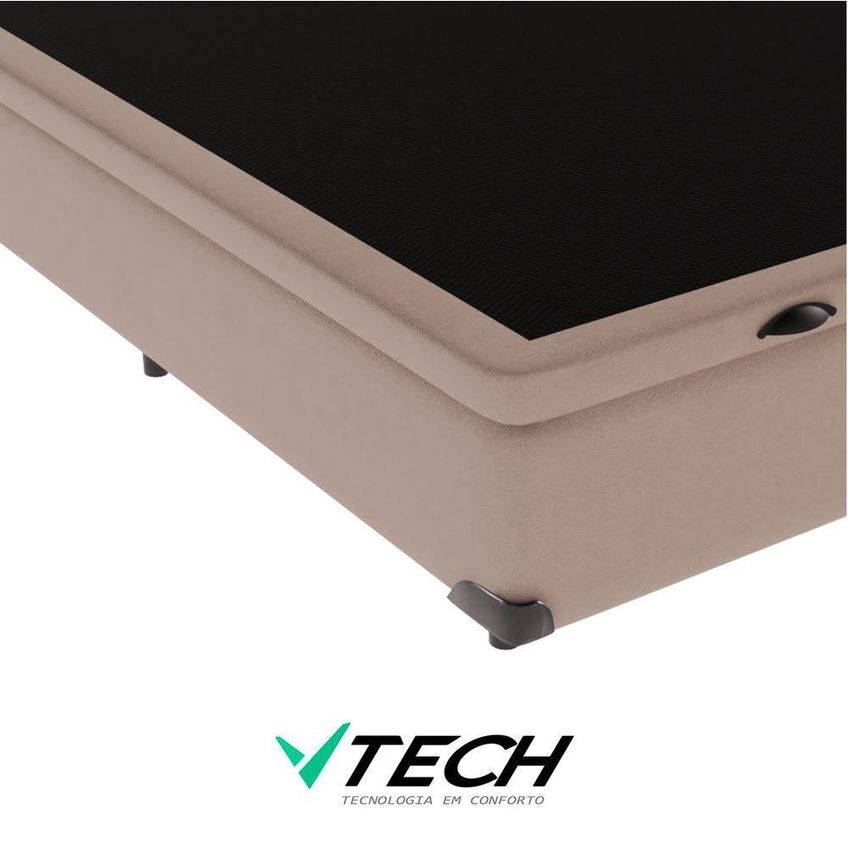 Cama Box Com Baú King Bravus Estrutura Em Madeira Abertura Pneumática Bege Vtech - imagem 5