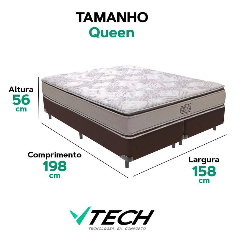 Cama Box Com Colchão Queen Four Season Pillow Top Molas Ensacadas Tecido Marrom Vtech - imagem 4