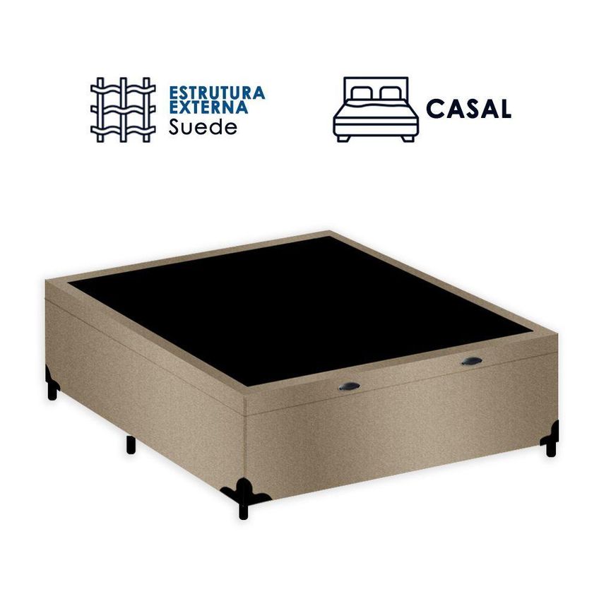 Cama Box Com Baú Casal Anatolia Abertura Pneumática Antiácaro Suede Bege Belluno - imagem 3