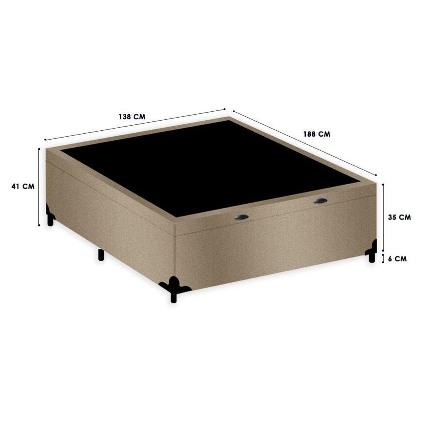 Cama Box Com Baú Casal Anatolia Abertura Pneumática Antiácaro Suede Bege Belluno - imagem 4
