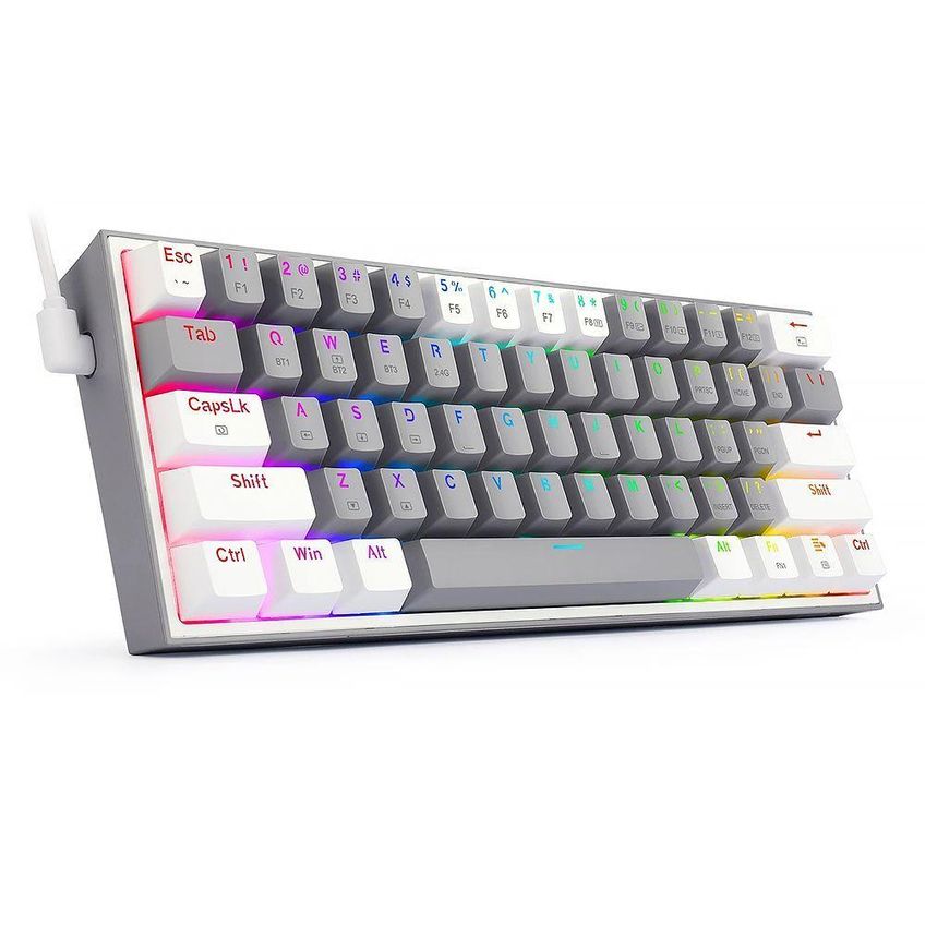Teclado Gamer Redragon K616-RGB Fizz Pro USB Wireless Bluetooth RGB Inglês Cinza e Branco - imagem 2