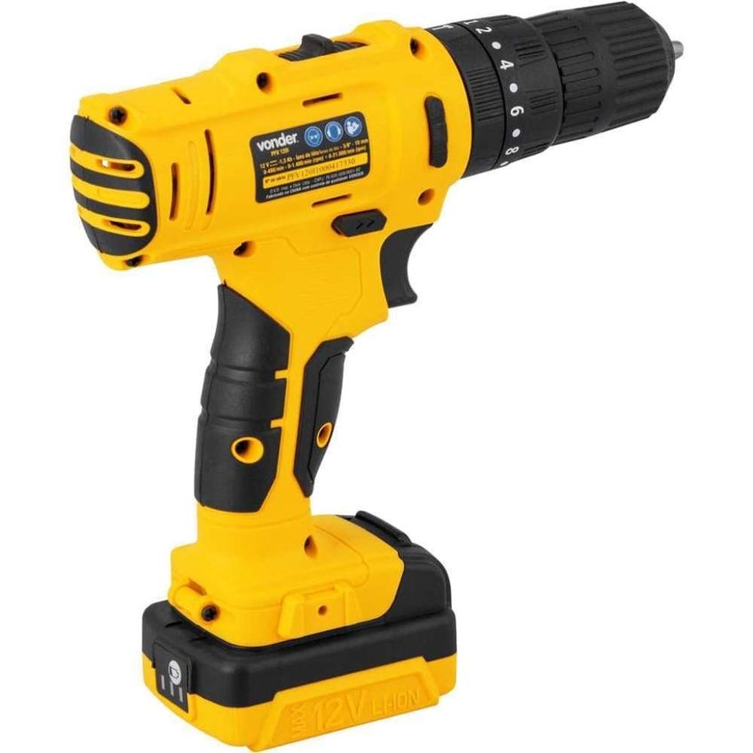 Parafusadeira E Furadeira De Impacto Vonder Para Uso Doméstico Pfv-120i Com Acessórios 120w Amarelo - imagem 4