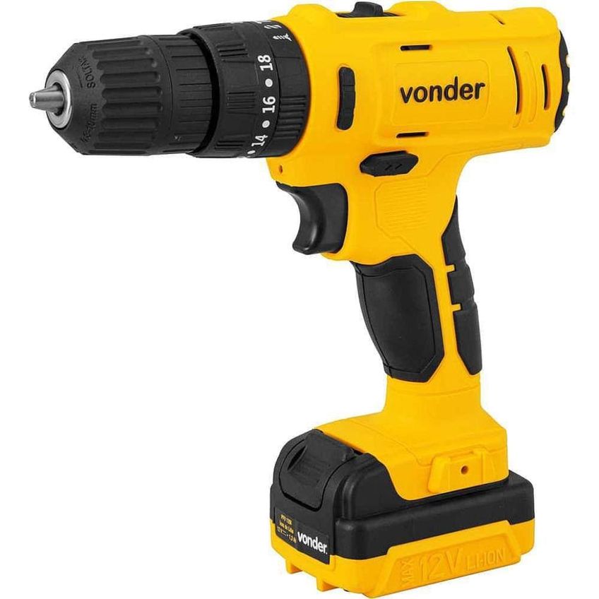 Parafusadeira E Furadeira De Impacto Vonder Para Uso Doméstico Pfv-120i Com Acessórios 120w Amarelo - imagem 5