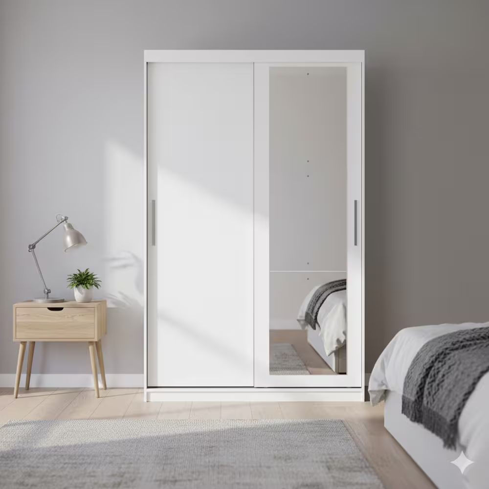 Guarda Roupa Solteiro Bartira Paris Com Espelho 2 Portas De Correr E 2 Gavetas