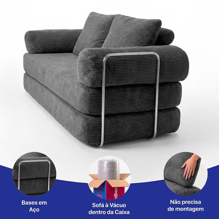 Sofá-cama 3 Lugares Smartbox 1.88m Airpress Compacto Xpandtech - imagem 3