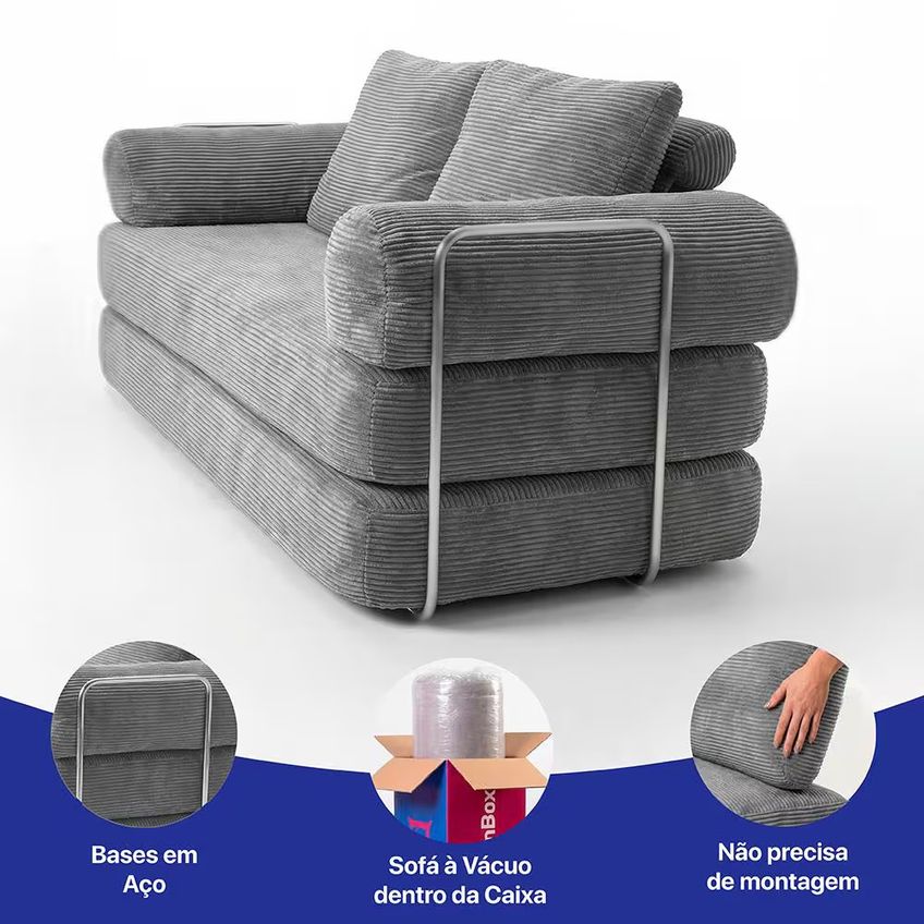 Sofá-cama 3 Lugares Smartbox 1.88m Airpress Compacto Xpandtech - imagem 3