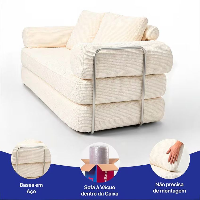 Sofá-cama 3 Lugares Smartbox 1.88m Airpress Compacto Xpandtech - imagem 3