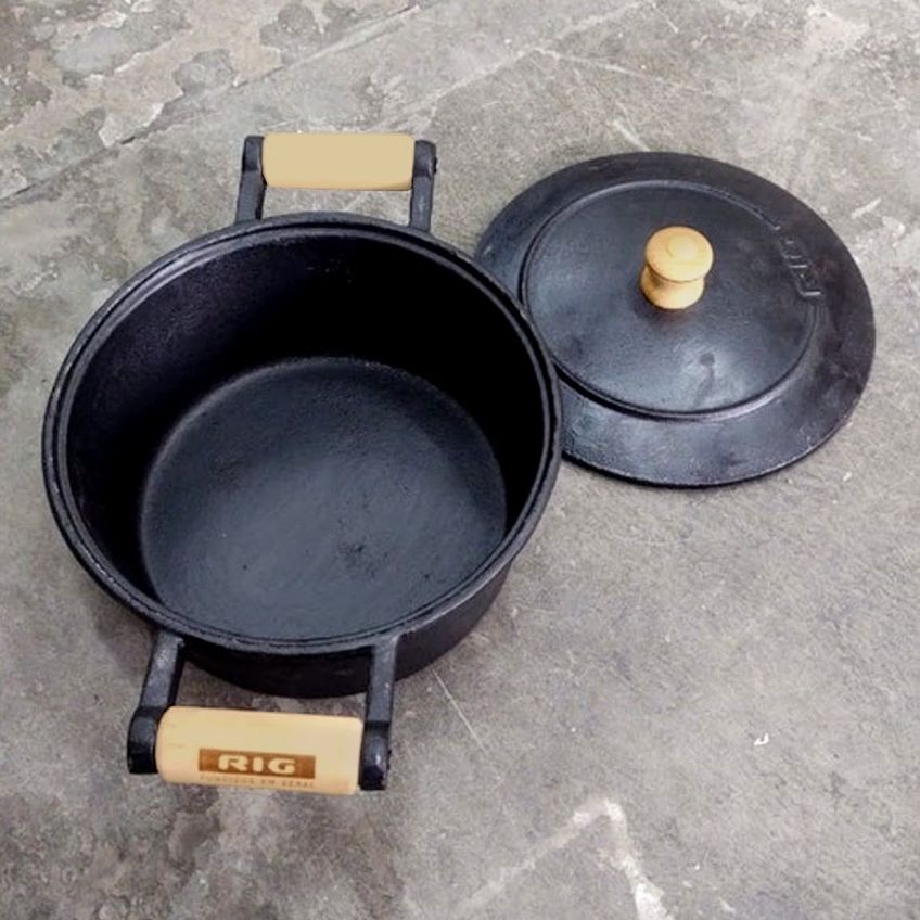 Caçarola de Ferro Fundido 2 Alças Tampa de Ferro - 10,8 Lt - imagem 4