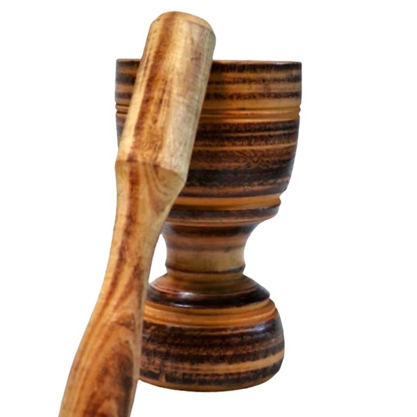 Pilão Socador Em Madeira Culinária Alho Pasta Grão 13x8cm P - imagem 3