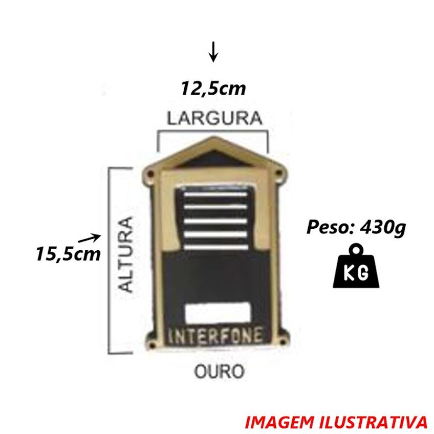 Protetor Interfone Campainha Caixa Alumínio Fundido N01 Ouro - imagem 3