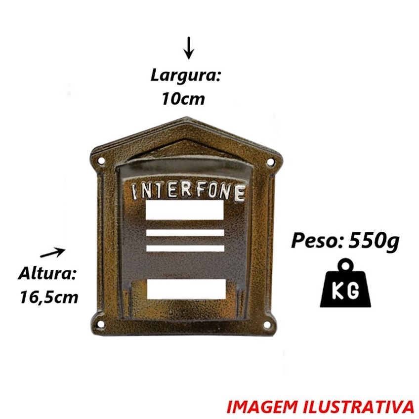 Protetor Interfone Caixa Alumínio Fundido N02 Ouro Craqueado - imagem 3