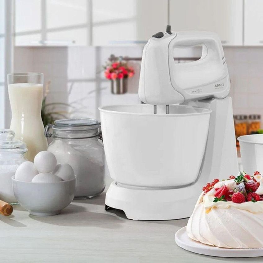 Batedeira Arno Mini Chef HM10 185W 4 Velocidades 2 Tigelas 4L Branco 110V - imagem 2