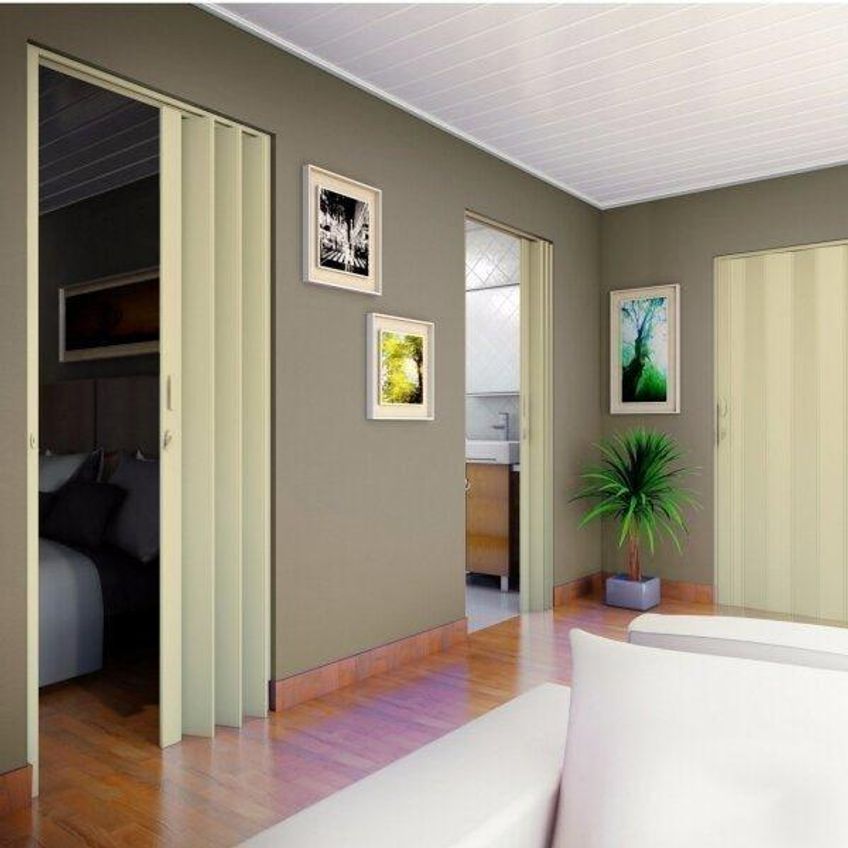 Porta Sanfonada Pvc Polifort 210cmx90cm Bege - imagem 4