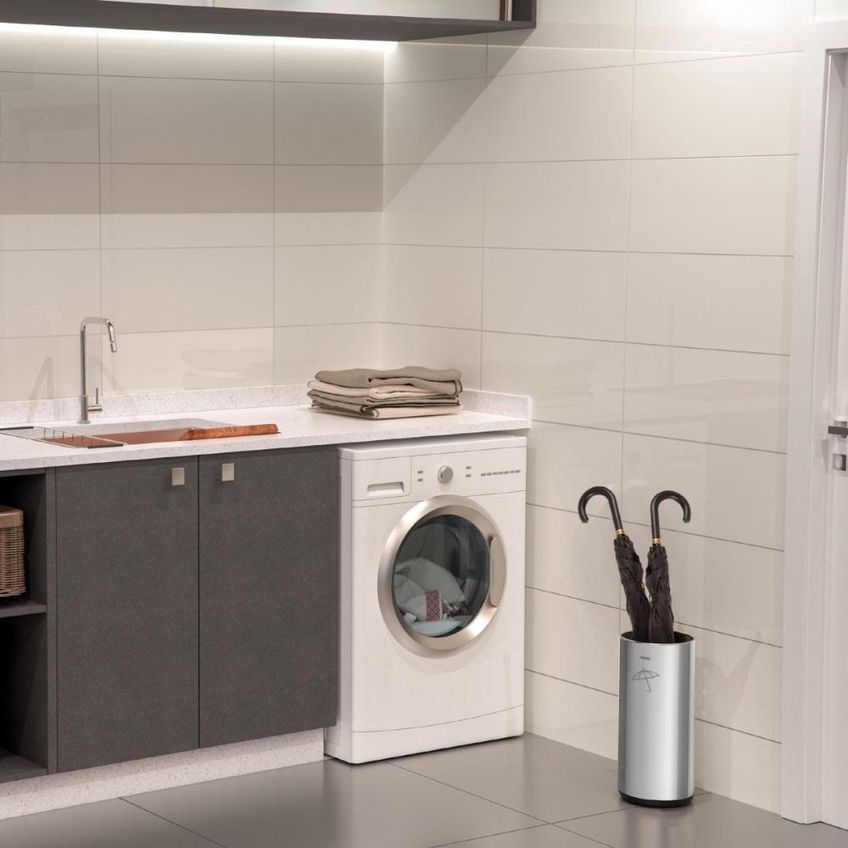 Porta Guarda-chuva Tramontina Pluvia Em Aço Inox Polido Organizador Com Base Para Água Prata 15l - imagem 3