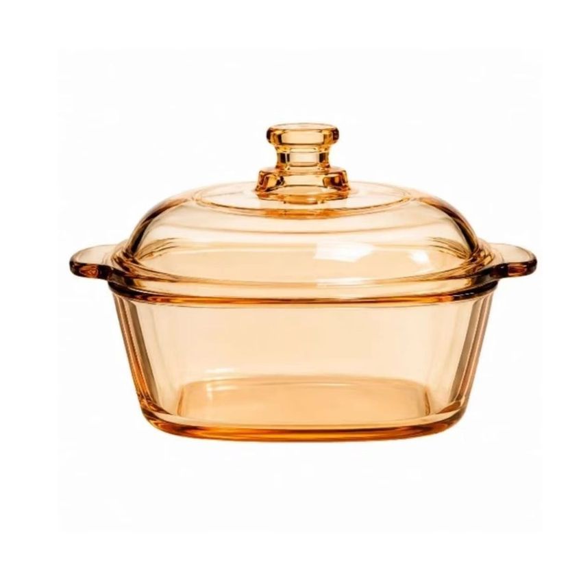 Sopeira Caçarola Quadrada De Vidro Âmbar 850ml Com Tampa - imagem 3