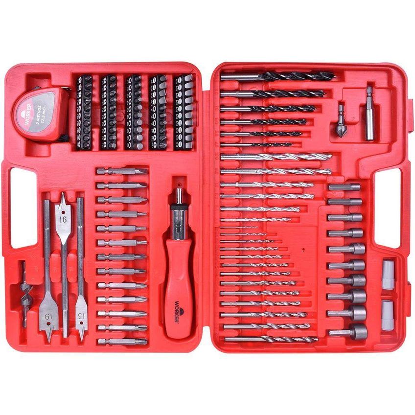 Jogo De Brocas E Bits Worker Com 110 Peças Para Parafusadeira Com Maleta Aço Rápido 110 Peças - imagem 3