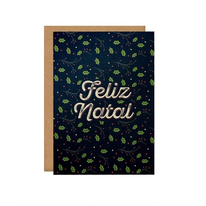 Cartão De Natal Merry Christmas Com Mensagem Personalizada Em Papel Texturizado 250g - imagem 3