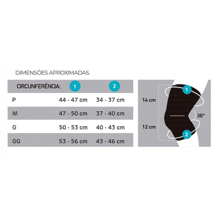 Joelheira Esportiva Pro Com Compressão E Almofada De Silicone Cinza Com Azul Turquesa N1 Sport - imagem 2