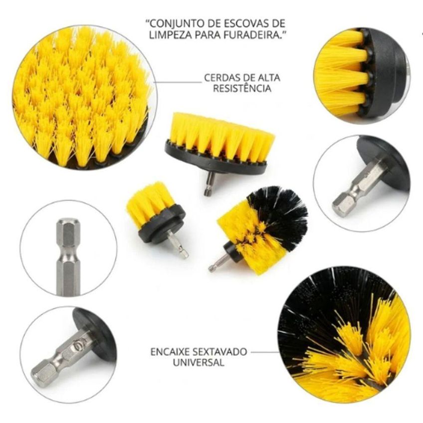 Kit 3 Escovas Rotativas Titanium 06064 Para Furadeira E Parafusadeira Limpeza Pesada - imagem 3