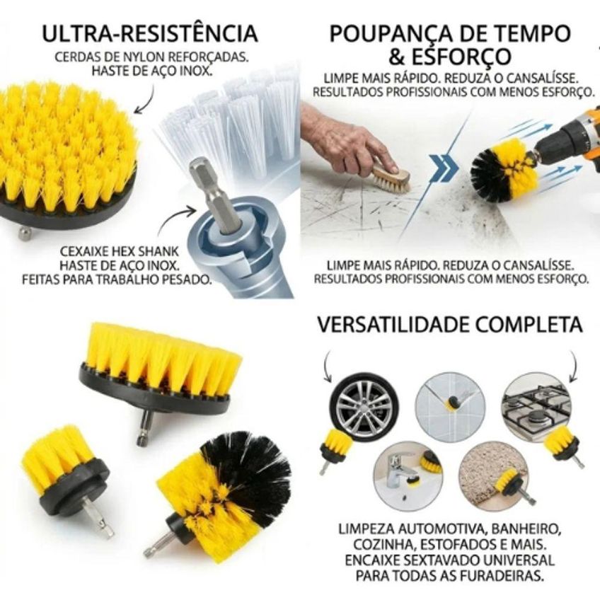 Kit 3 Escovas Rotativas Titanium 06064 Para Furadeira E Parafusadeira Limpeza Pesada - imagem 4