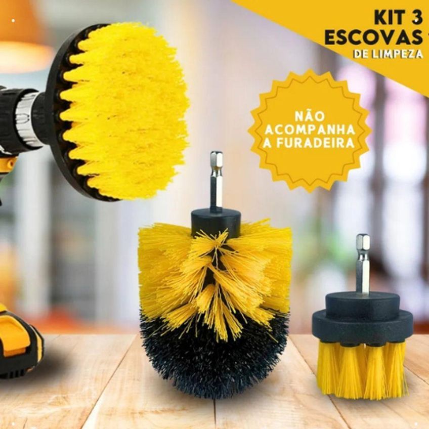 Kit 3 Escovas Rotativas Titanium 06064 Para Furadeira E Parafusadeira Limpeza Pesada - imagem 5