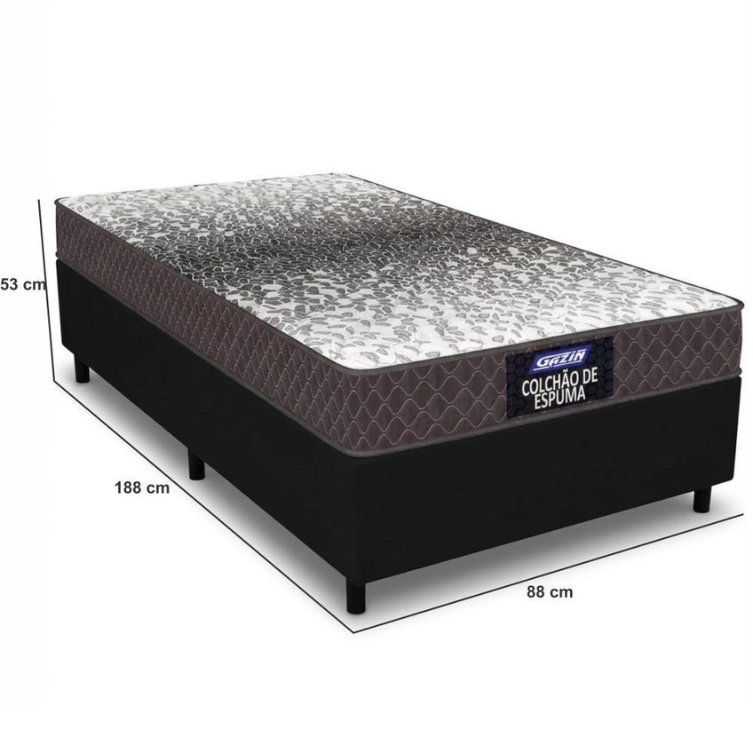 Cama Box Solteiro Gazin Supreme Sommier Com Colchão D23 100% Espuma Preto Marrom - imagem 3