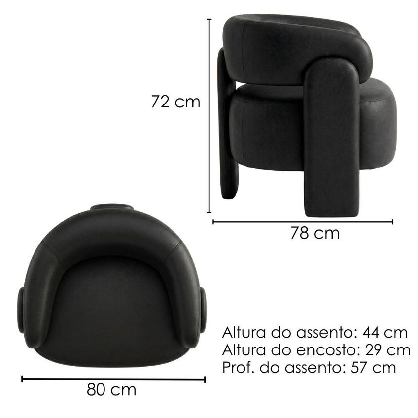 Poltrona Decorativa Lume Pé Madeira Courino TCS 724 Moll - imagem 3