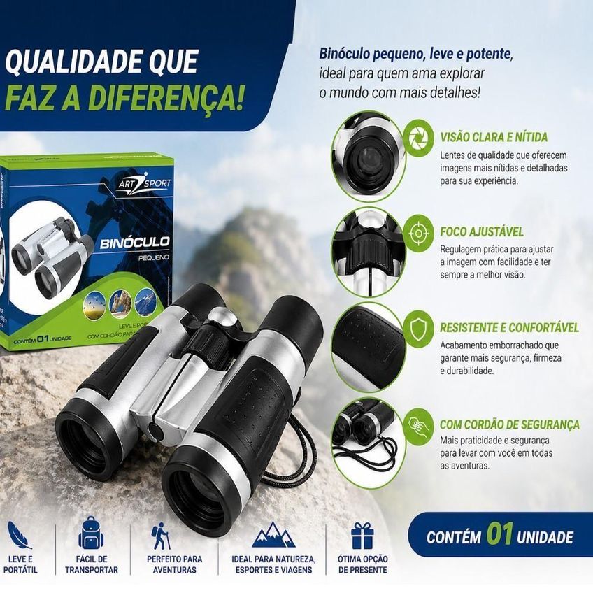 Binóculo Infantil Portátil Com Ajuste De Foco E Cordão De Segurança Preto - imagem 4