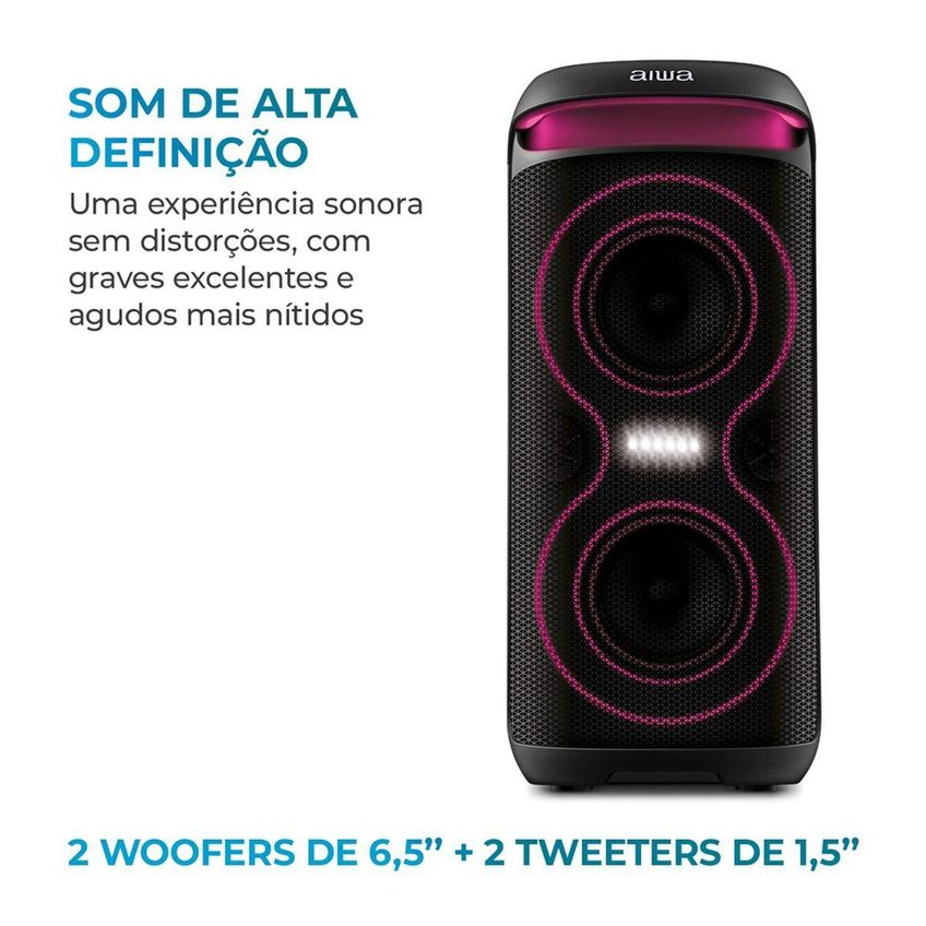 Caixa De Som Partybox Aiwa Pb-08 Bluetooth 8h Rgb Usb Tws Preto - imagem 4