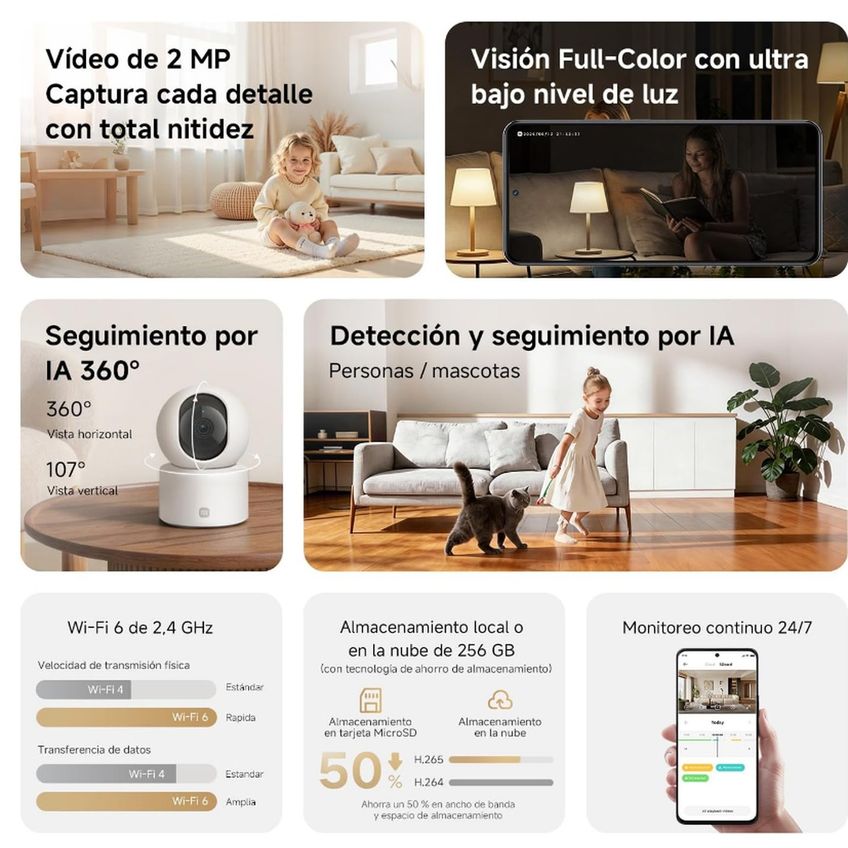 Câmera Inteligente Xiaomi Smart Camera C201 Full HD 1080p Wi-Fi 360° - imagem 4