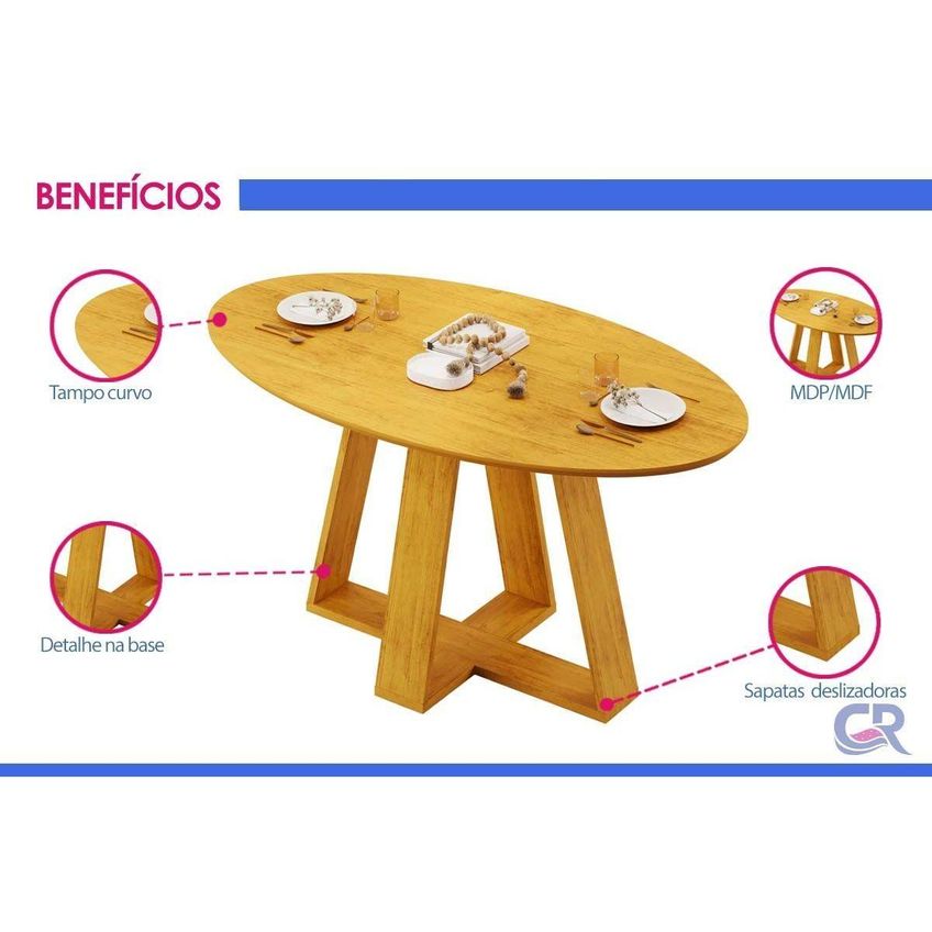 Mesa Jantar Celeste 183 + 6 Cad Nara Granito Dj Móveis - imagem 4