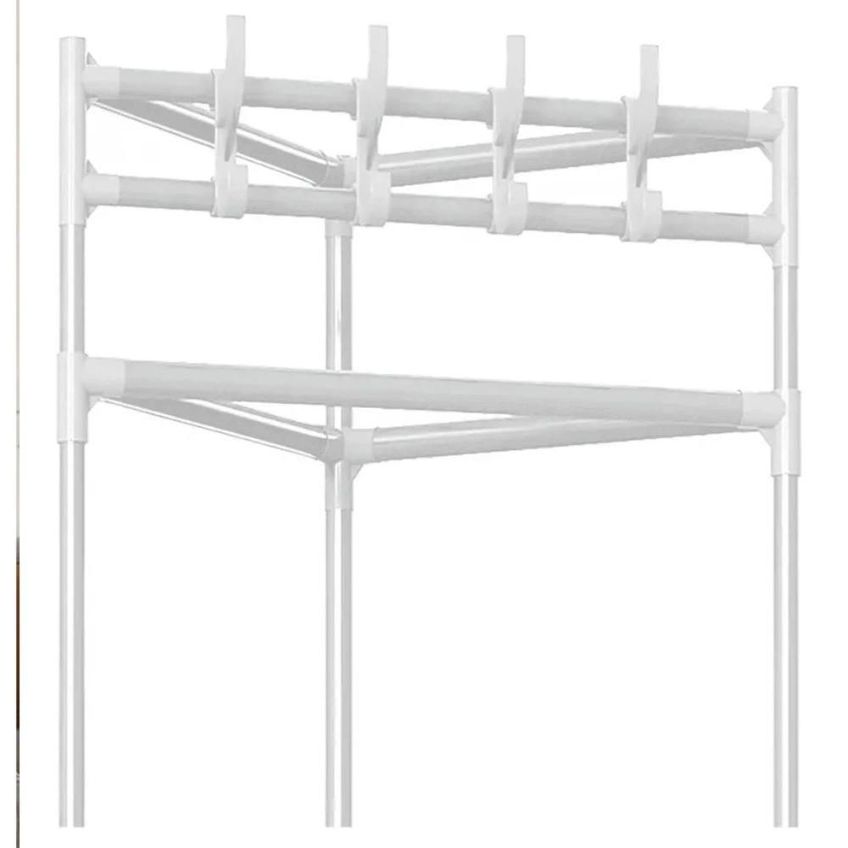 Sapateira Estante Multiuso Com Cabideiro E Prateleiras Sem Porta Sem Gavetas 60cm Branco - imagem 3