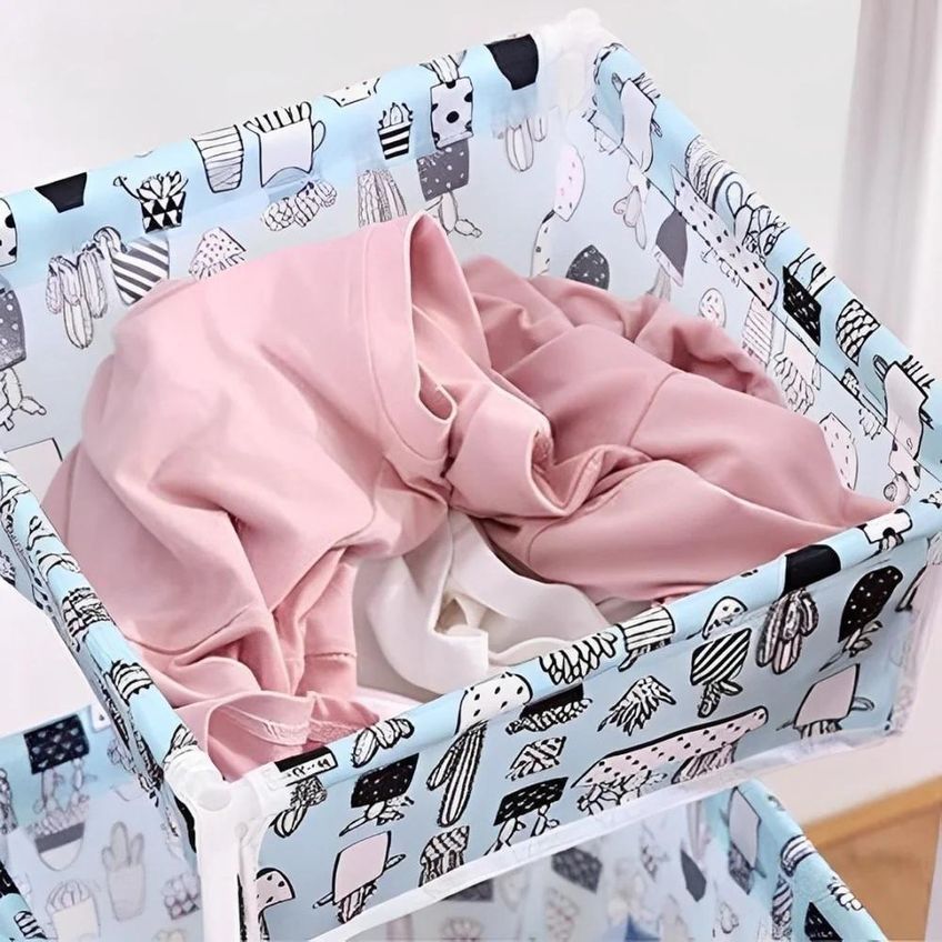 Cesto De Roupa Suja Duplo 2 Andares 30cm Com Tecido Oxford E Estrutura Em Ferro - imagem 3