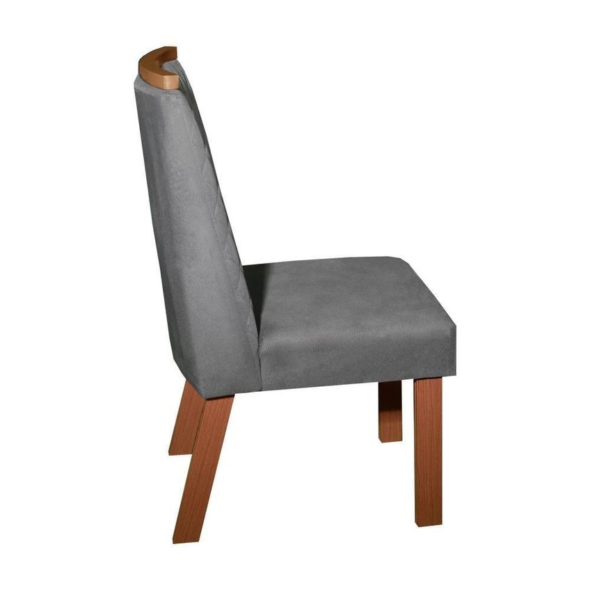 Sala De Jantar Paola 4 Lugares Tampo Mdf E Vidro Cadeiras Cinza 90cm Bom Pastor Móveis - imagem 3